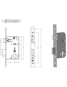 Serrure axe 60 mm bouts carrés MARQUES 2