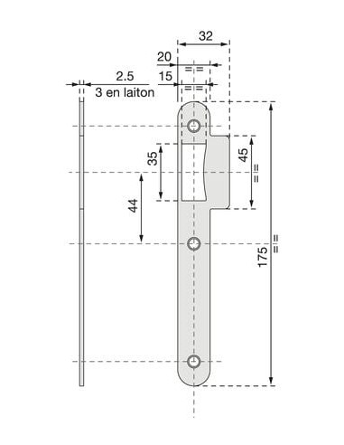 Gâche plate pour serrure D 450 inox