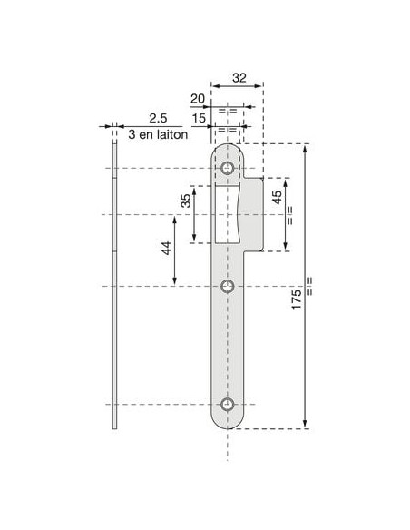 Gâche plate pour serrure D 450 inox