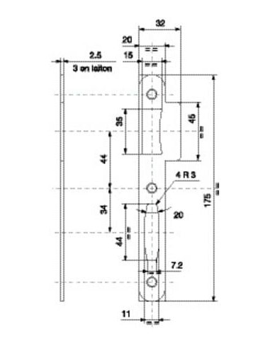 Gâche pour serrure D 45 VACHETTE