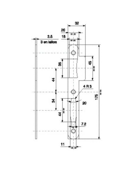 Gâche pour serrure D 45 VACHETTE