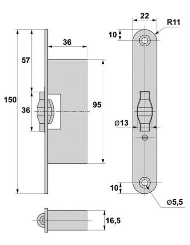 Serrure 1 point à rouleau seul série 2164 STREMLER