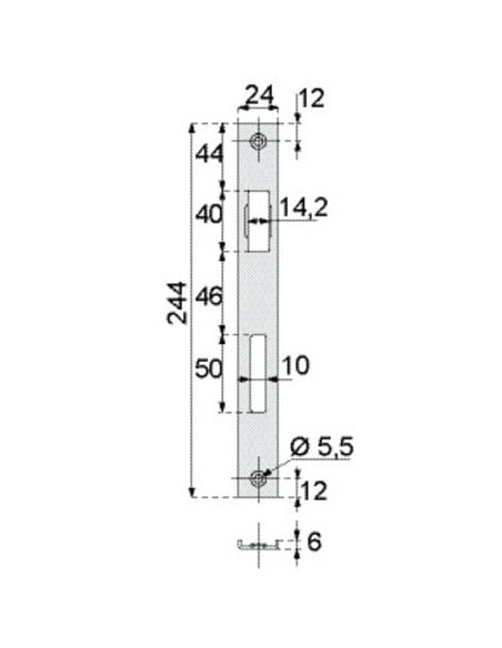 Gâche centrale pour pêne dormant demi-tour et rouleau 2835/00/OU6V2 - STREMLER