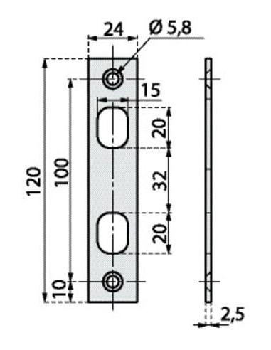 Jeu de 2 gâches hautes et basses 2843/00/0 -...