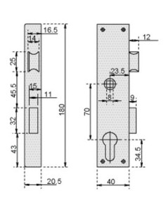 Serrure à plaquer cylindre européen série 11 METALUX 2