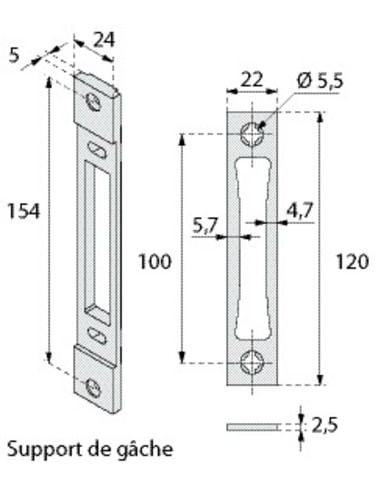 Jeu de 2 gâches hautes et basses 2840/24/ORD -...