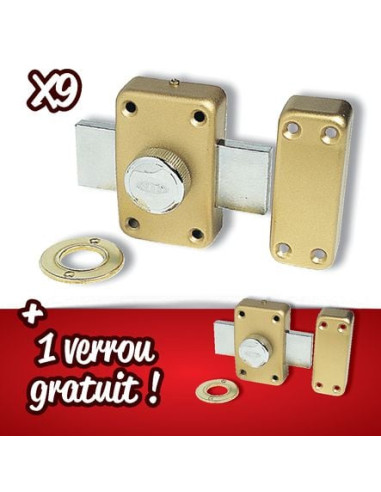 Lot verrous city 25 à bouton 9 + 1 gratuit ISEO
