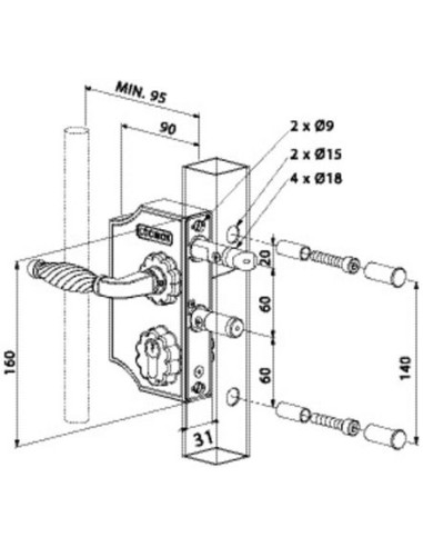 Serrure de portail style fer forgé LOCINOX