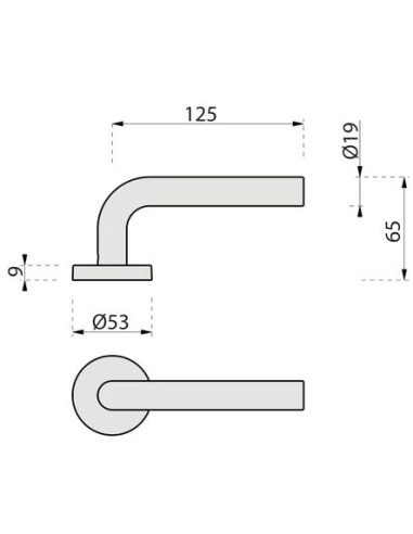 Béquille double inox sur rosace ligne LC Modèle...