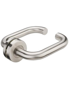 Béquille double inox sur rosace J44 Finition Inox brossé...