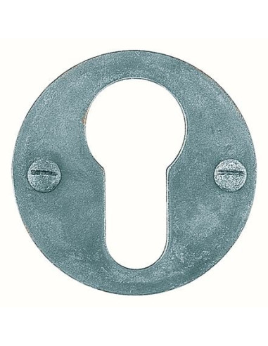 Rosace ronde lisse fer Shérardisé gris patiné -...