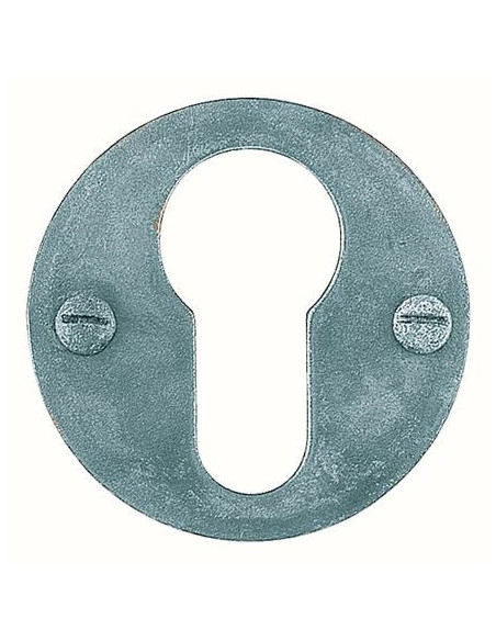 Rosace ronde lisse fer Shérardisé gris patiné - BRIONNE