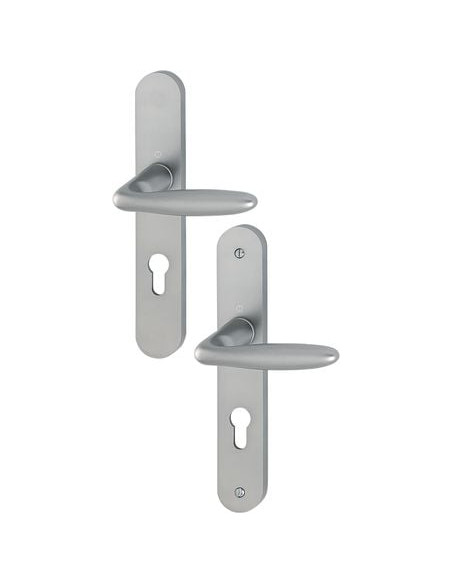 Ensemble Verona sur grande plaque col rallongé Finition inox coloris F9 - HOPPE