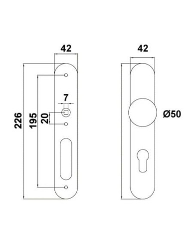 Demi-palière inox SJ bouton fixe OPENLINE