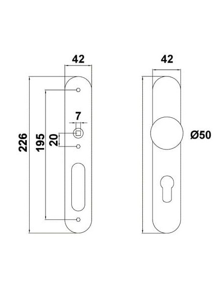 Demi-palière inox SJ bouton fixe OPENLINE