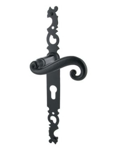 Poignée de porte fer noir sur plaque Cévennes - BRIONNE