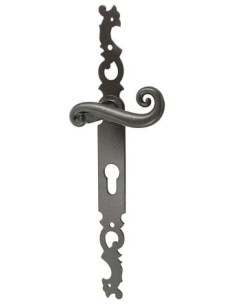 Poignée de porte fer noir sur plaque Cévennes - BRIONNE 2