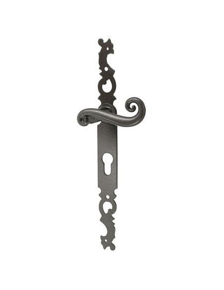 Poignée de porte fer noir sur plaque Cévennes - BRIONNE