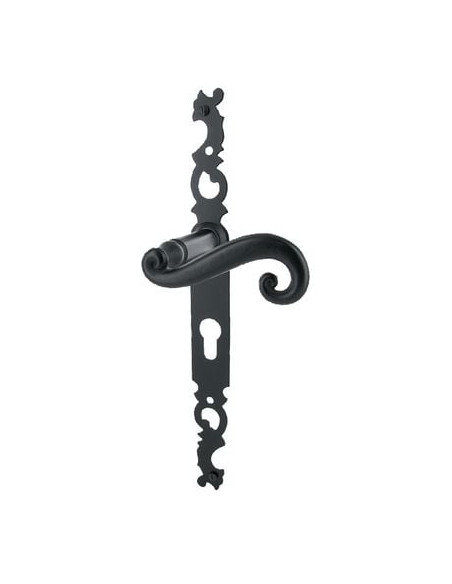 Poignée de porte fer noir sur plaque Cévennes - BRIONNE
