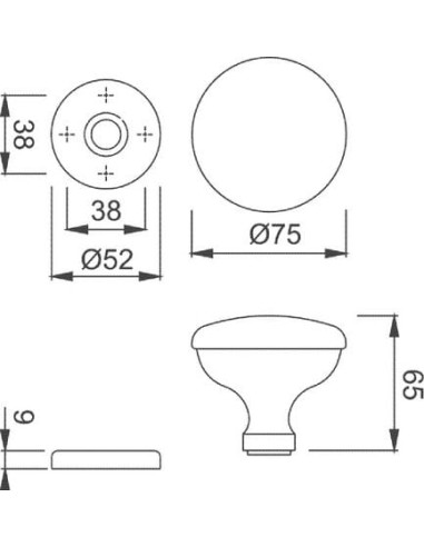 Bouton fixe de porte aluminium HOPPE