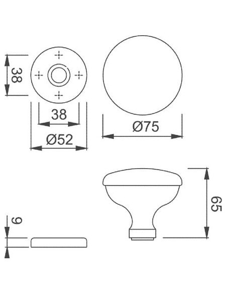 Bouton fixe de porte aluminium HOPPE