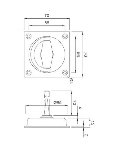 Poignée cuvette à encastrer aluminium KWS