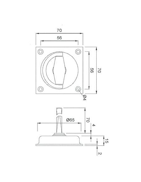 Poignée cuvette à encastrer aluminium KWS