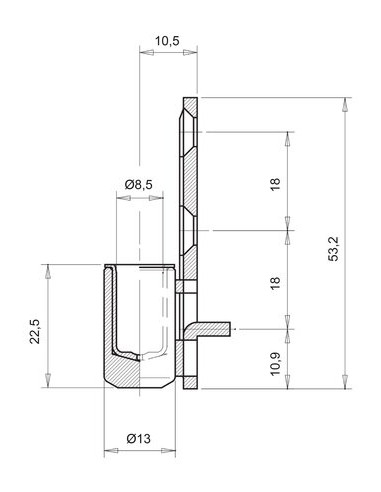 Paumelle inférieure P38 - Ø 13 mm OTLAV