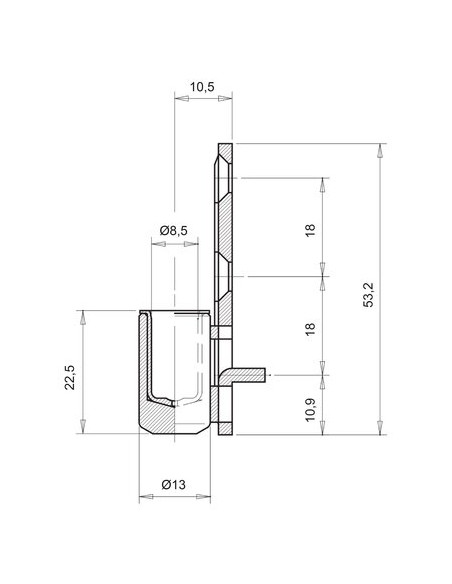 Paumelle inférieure P38 - Ø 13 mm OTLAV