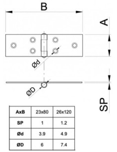 Charnière inox longues lames 2