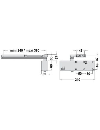 Ferme-porte à pignon et crémaillère GR200 GROOM...