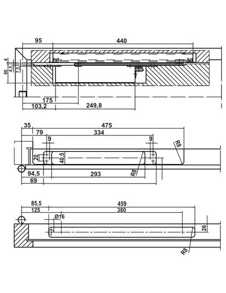 Ferme-porte à came à encastrer Boxer Boxer 32 2-4 EN - GEZE