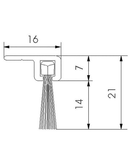Profilé brosse poils polypropylène noir H droit - JUNG ETANCHEITE