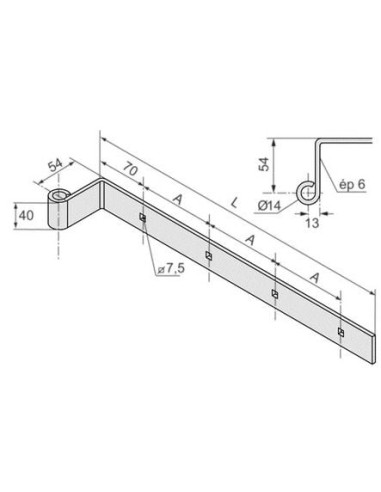 Penture coudée déportée percée Acier poudré...