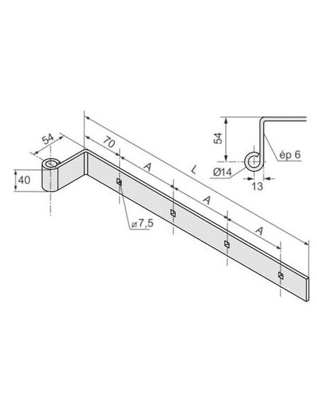 Penture coudée déportée percée Acier poudré polyester noir - BURGAUD