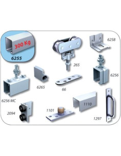 Kit garniture à déplacement droit pour porte 300 kg MANTION