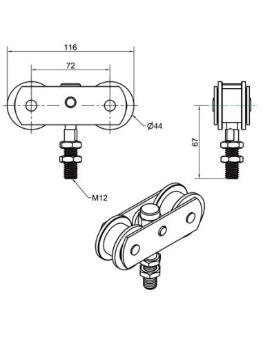 Monture pivotante 653A force 75 kg MANTION
