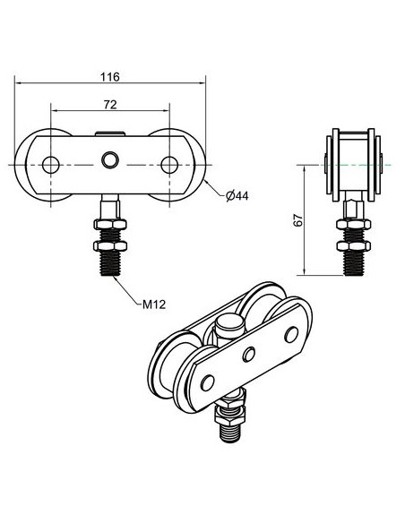 Monture pivotante 653A force 75 kg MANTION