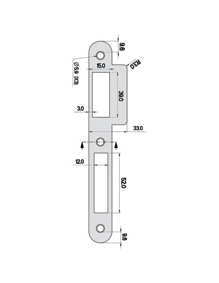 Gâche pour serrure pêne zamak Acier Brut - TECHPRO