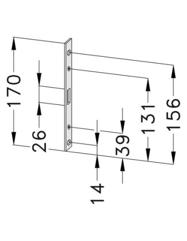 Gâche de pêne cylindrique plate réversible...