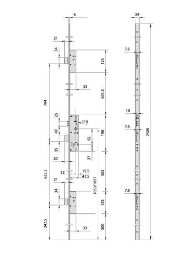 Serrure multipoints Performa Têtière plate pêne...