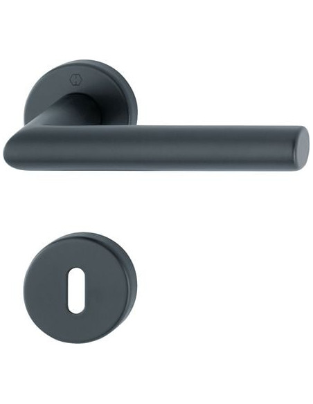 Béquilles pour porte battante sur rosace Finition noir mat coloris F9714M - HOPPE