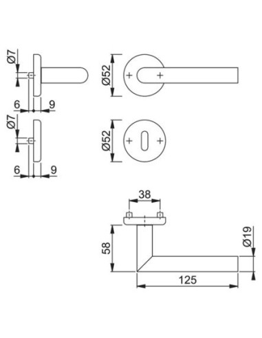 béquille pour porte inox Utrecht sur rosace...