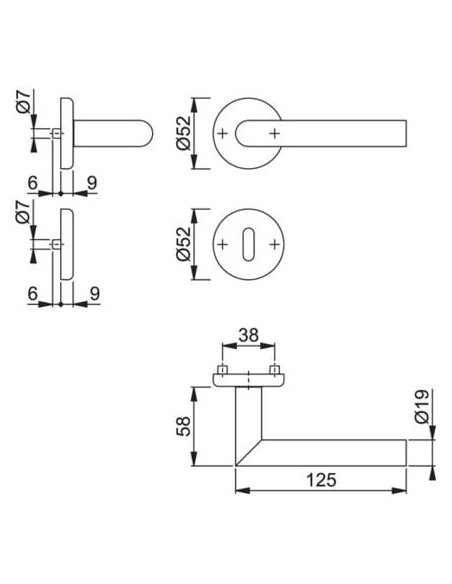 béquille pour porte inox Utrecht sur rosace Finition inox mat F69 - HOPPE