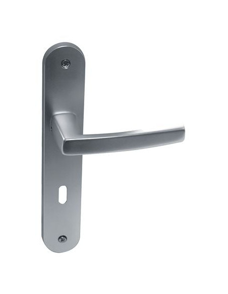 Poignée porte sur petite plaque Minéral Finition aspect inox - OPENLINE