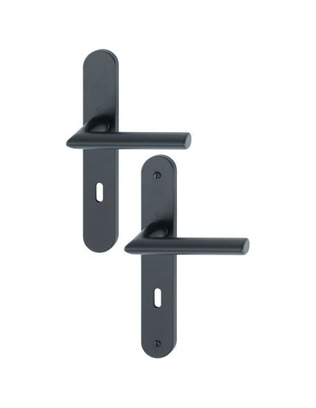 Ensemble Stockholm sur grande plaque Finition noir mat coloris F9714M - HOPPE
