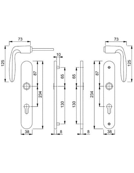Ensemble Verona sur grande plaque col rallongé Finition inox coloris F9 - HOPPE