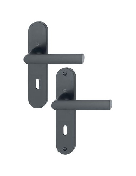Ensemble HAMBURG sur petite plaque Finition Noir Mat coloris F9714M - HOPPE