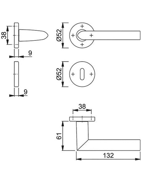 Ensemble Stockholm sur rosace Finition argent secusan F1-2-S - HOPPE