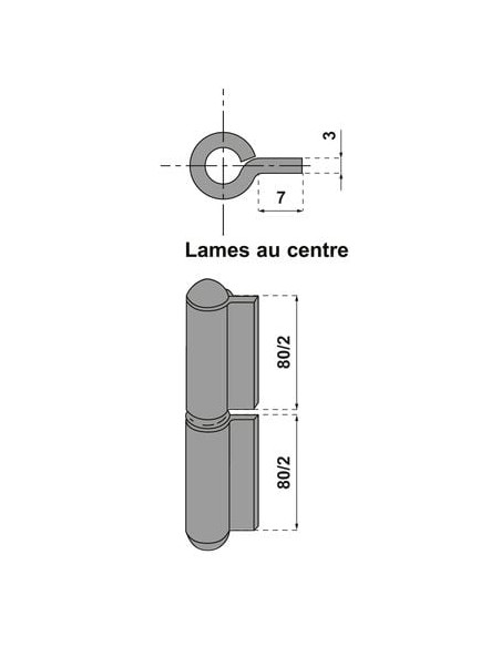 Paumelle de grille roulée Lame centre courte - TORBEL INDUSTRIE